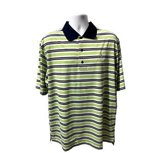 Footjoy Golf Polo Shirt size XL Green Blue White stripe Atlantis Golf crest